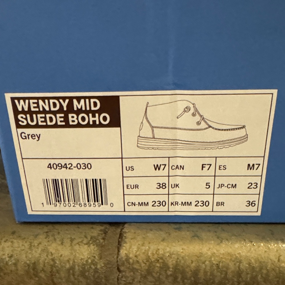 Hey Dude Women’s Wendy Mid Suede Boho Grey W7 - Picture 2 of 5